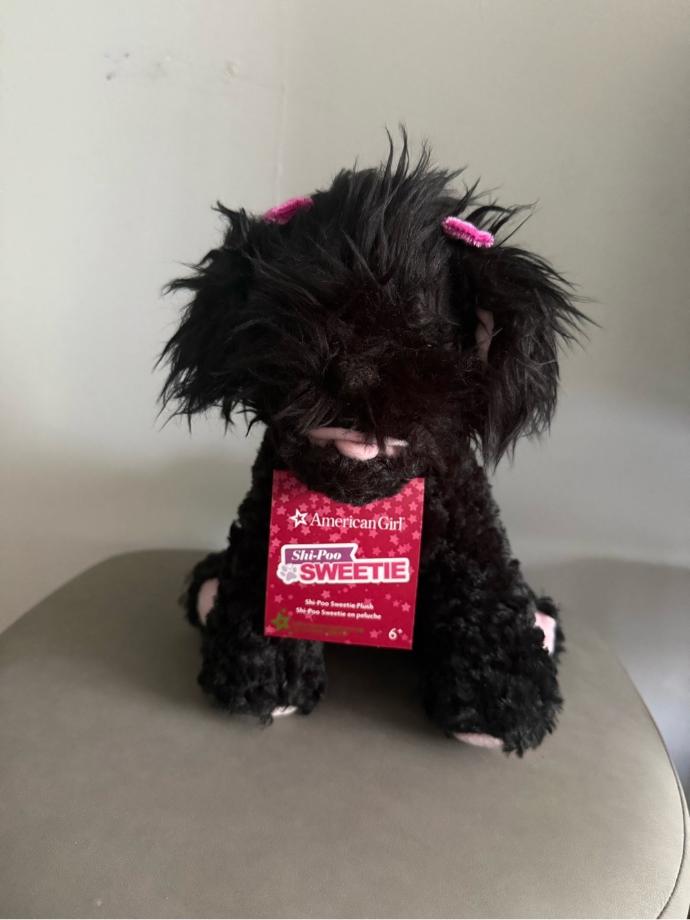 American Girl Shi-Poo Sweetie Plush - Black with Pink Tag Accent